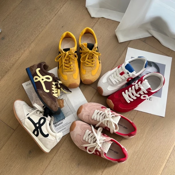 歪头小可爱-高定版复古百搭系带休闲运动小白鞋女德训阿甘鞋