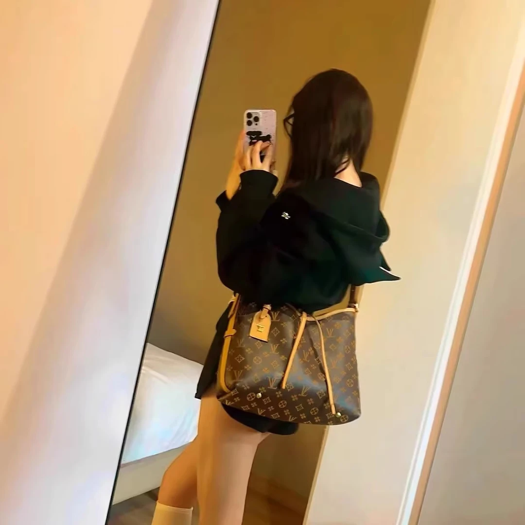 ivey包女法国正品真皮托特包大容量百搭单肩斜挎妈咪包老花购物袋