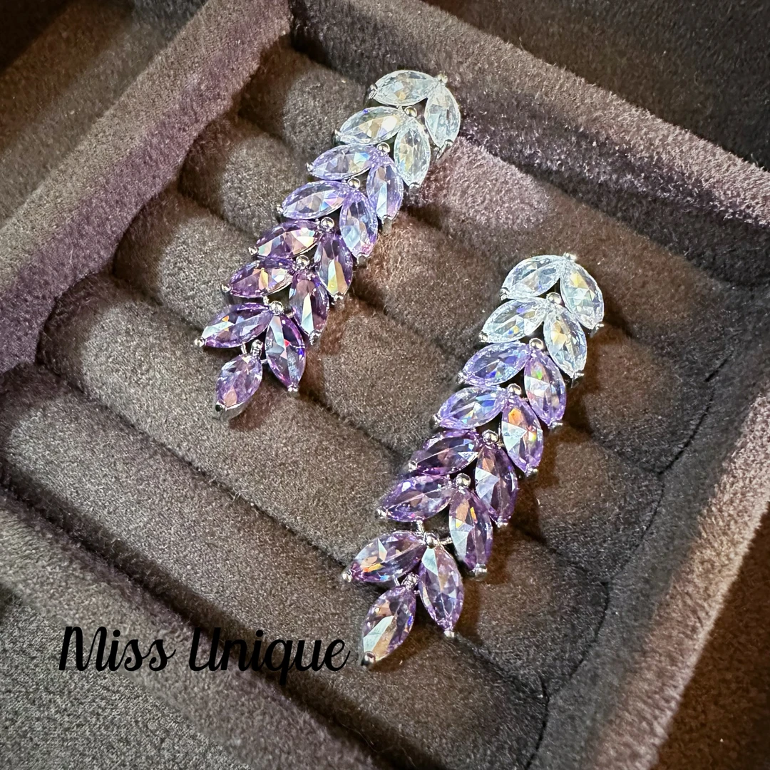 B604紫色麦穗流苏耳环