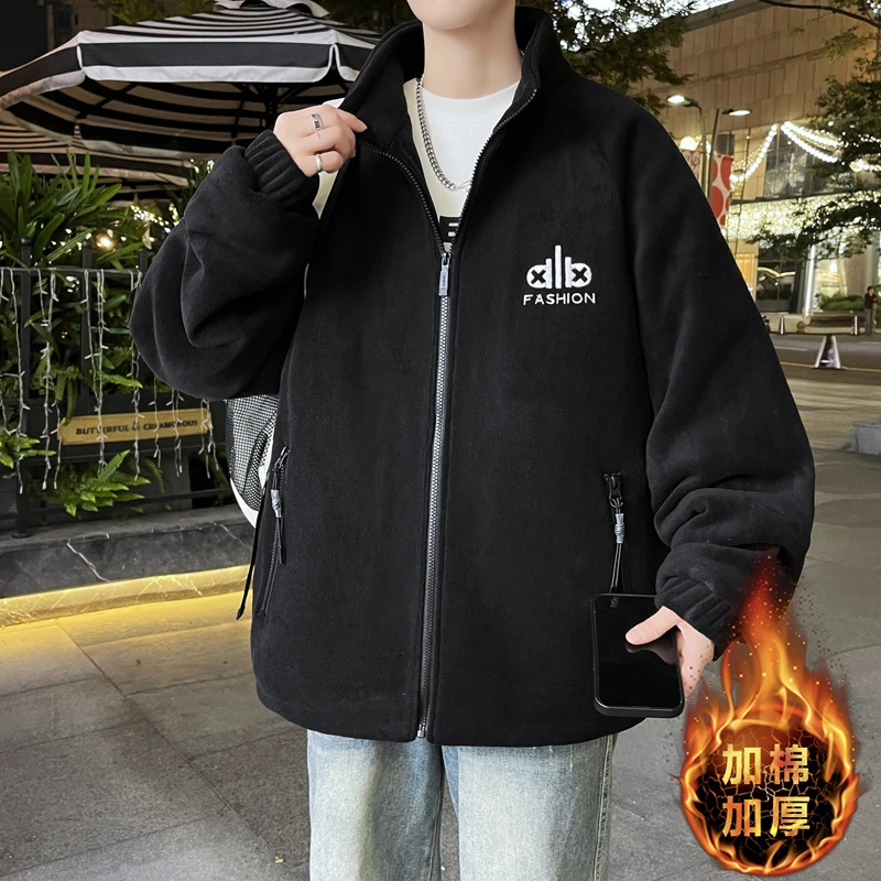 冬季新款连帽紫色加棉加厚奥利绒夹克外套男青少年中学生保暖棉衣