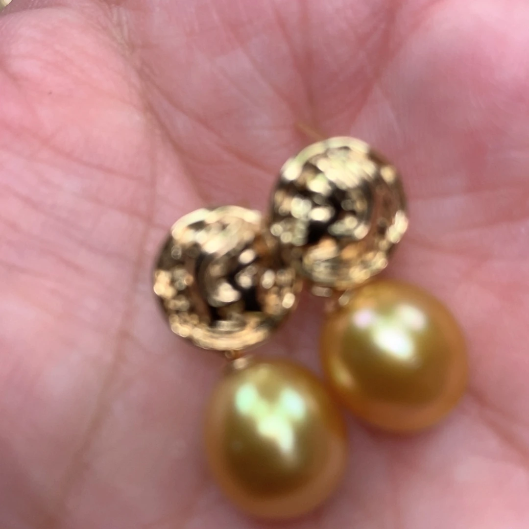 银S925镶嵌耳饰海水珍珠