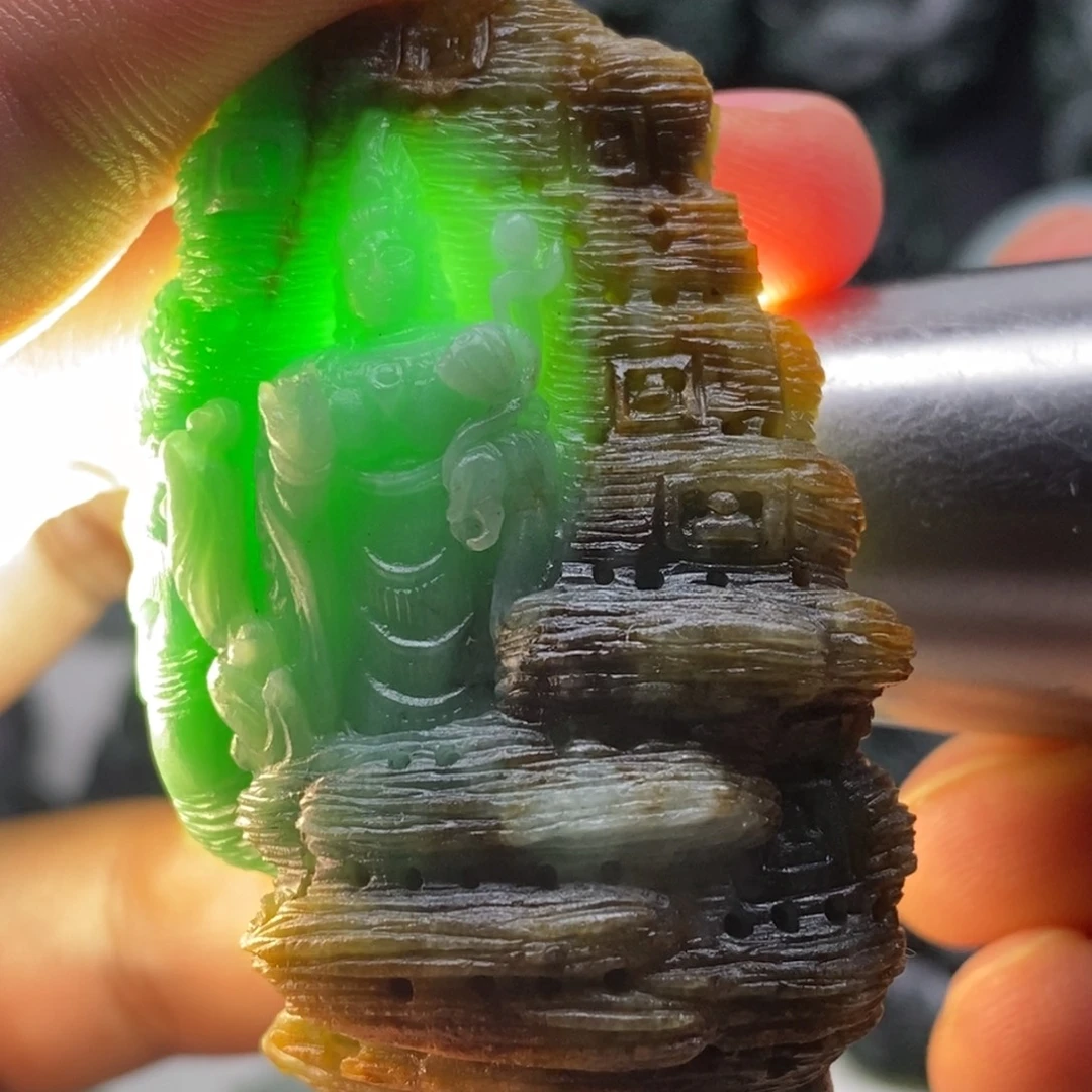 定制翡翠未镶嵌天然翡翠A货石窟观音