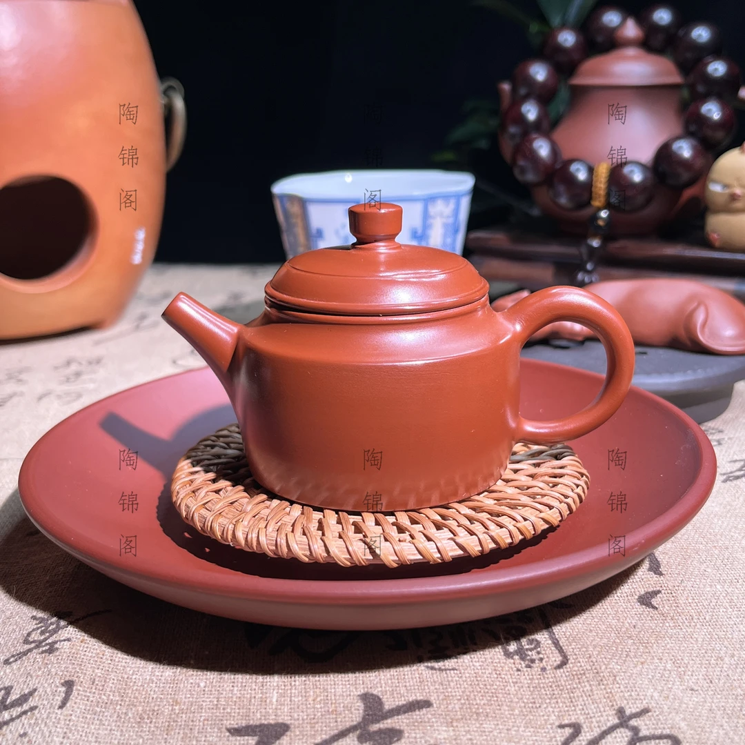 陶锦阁吴建辉原矿朱泥纯手工潮州手拉壶炮嘴德钟壶型薄胎手工茶壶