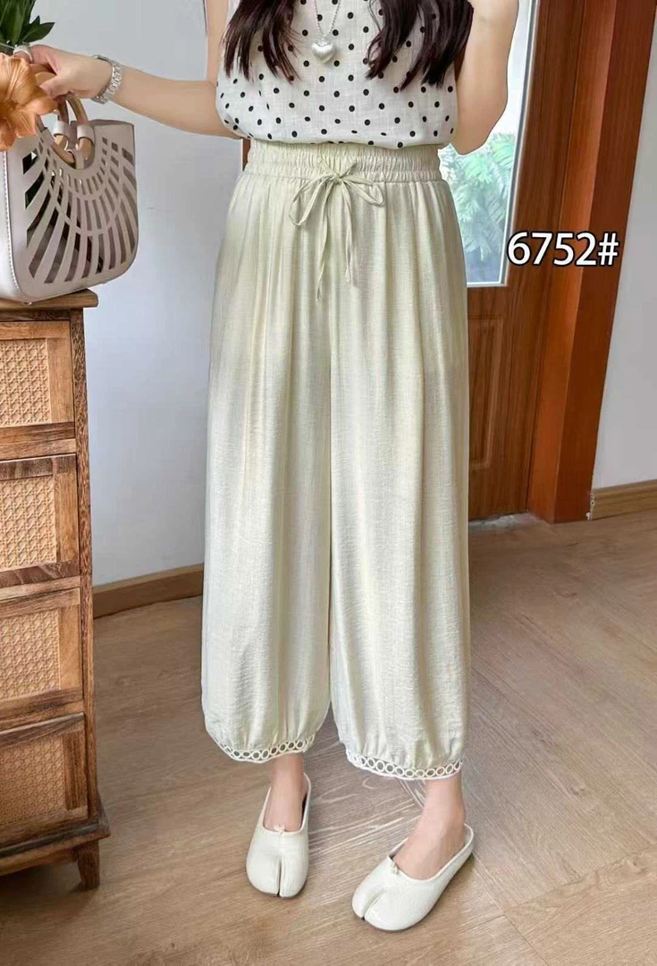 6852慵懒风九分休闲直筒灯笼裤女夏新款设计感宽松舒适垂感灯笼裤