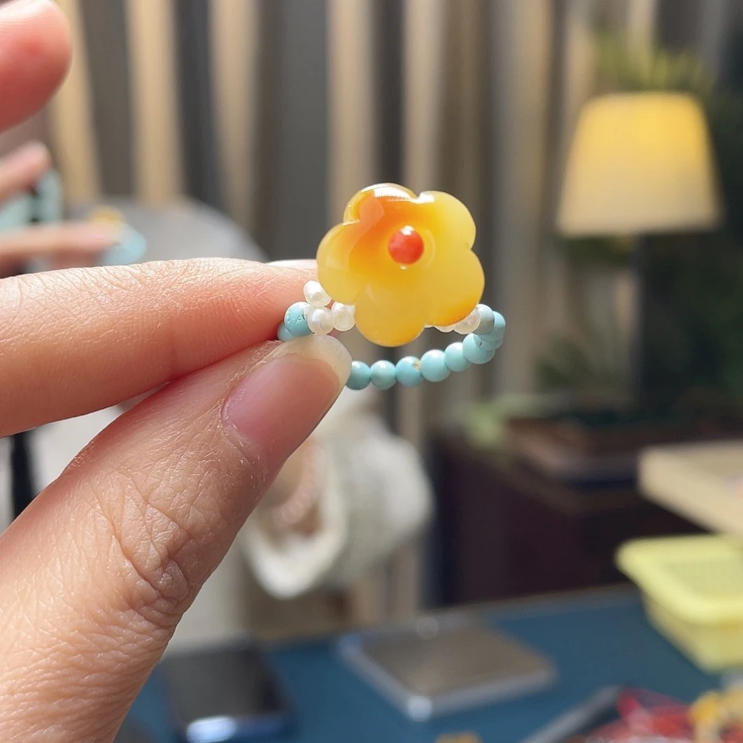 蜜蜡未镶嵌裸石戒指