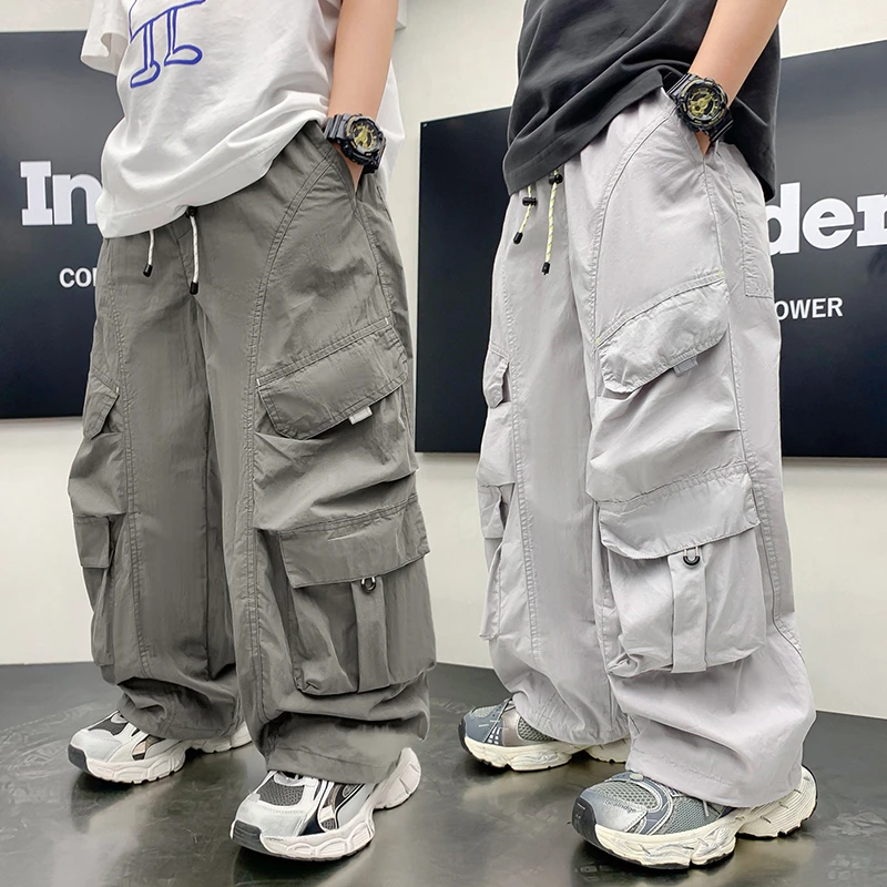 男童夏装薄款工装裤子2025新款儿童夏季洋气防蚊裤大童时髦休闲裤