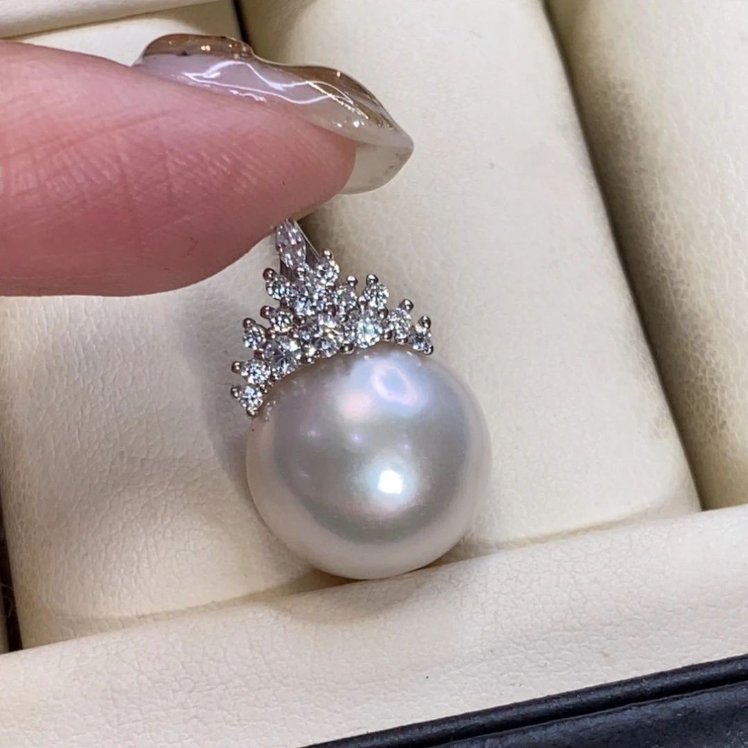 淡水珍珠吊坠(不含链)银S925镶嵌微瑕