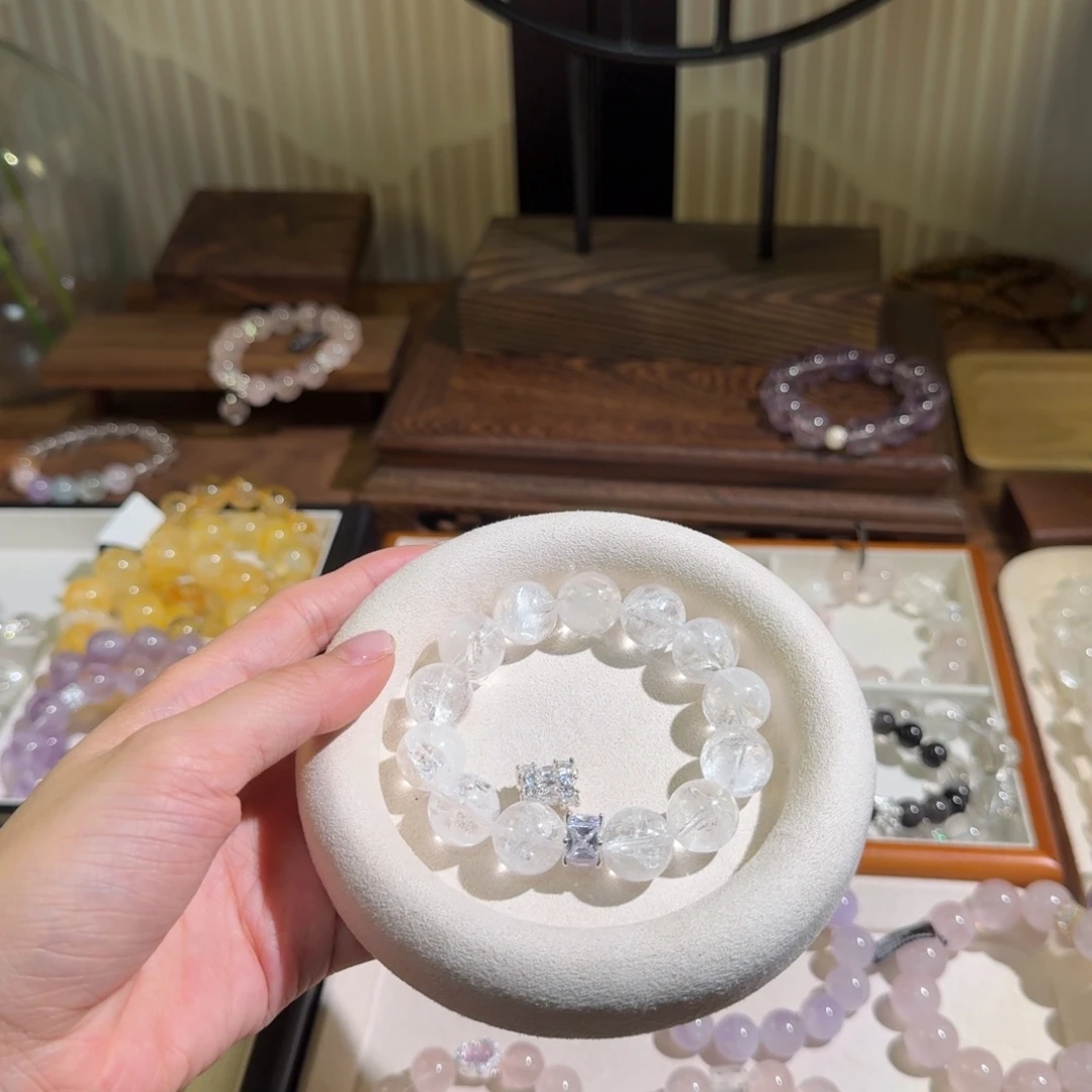 人***钱未镶嵌手链水晶白阿塞