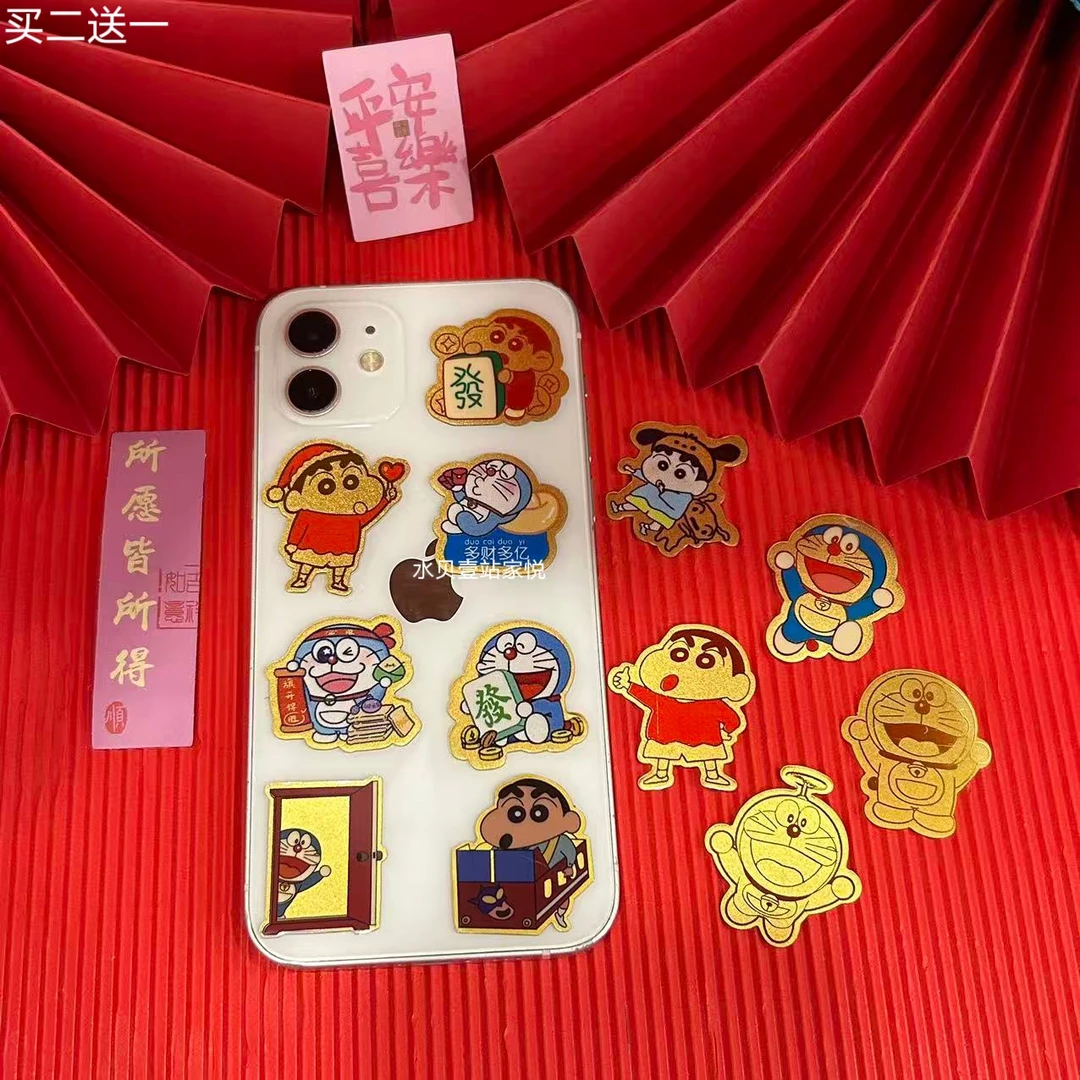 含金工艺品手机贴冰箱贴卡通潮玩 蜡笔小新 哆啦A梦 蓝胖子 小白