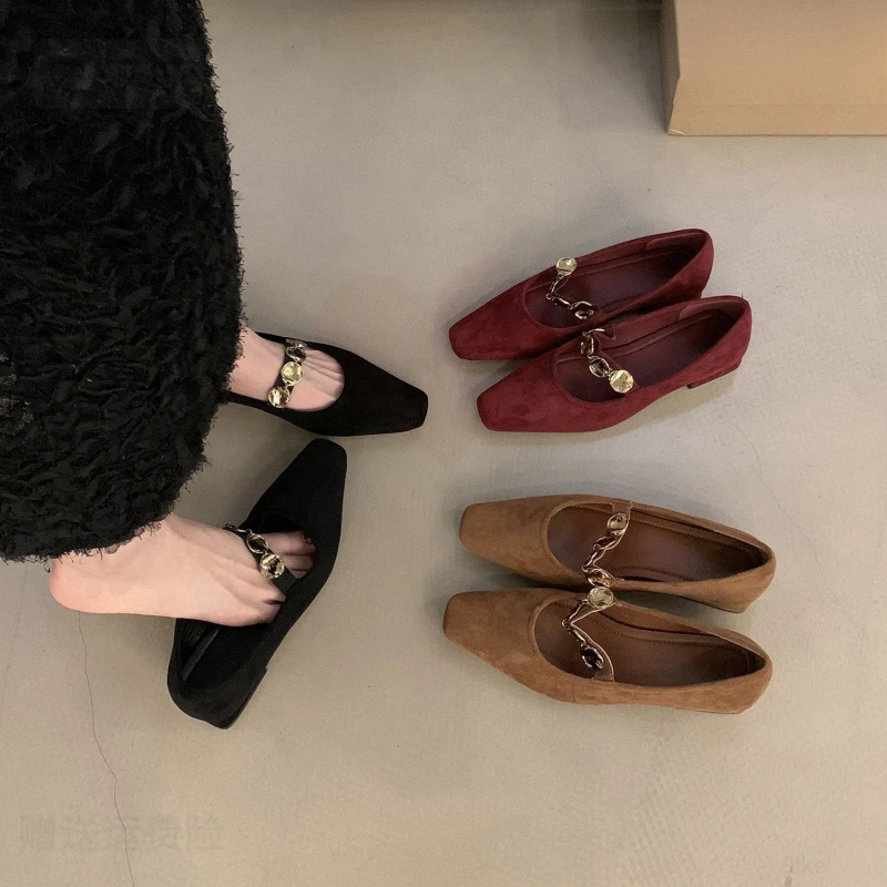 法式粗跟单鞋女新款晚晚鞋软底芭蕾舞鞋一字带玛丽珍鞋女2025春秋