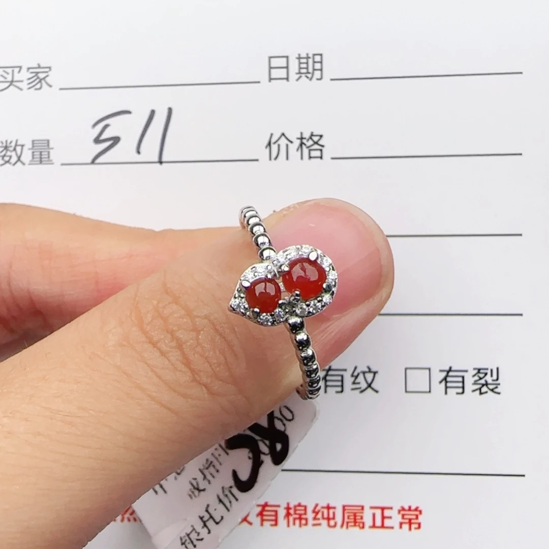 翡翠戒指银S925镶嵌戒指