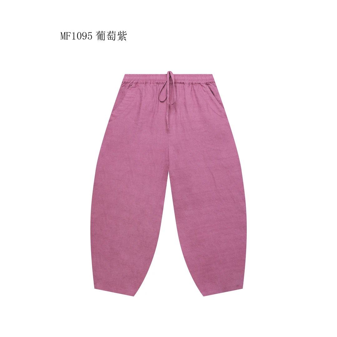 【麻訪家】MF1095葡萄紫复古文艺宽松显瘦百搭休闲哈伦裤