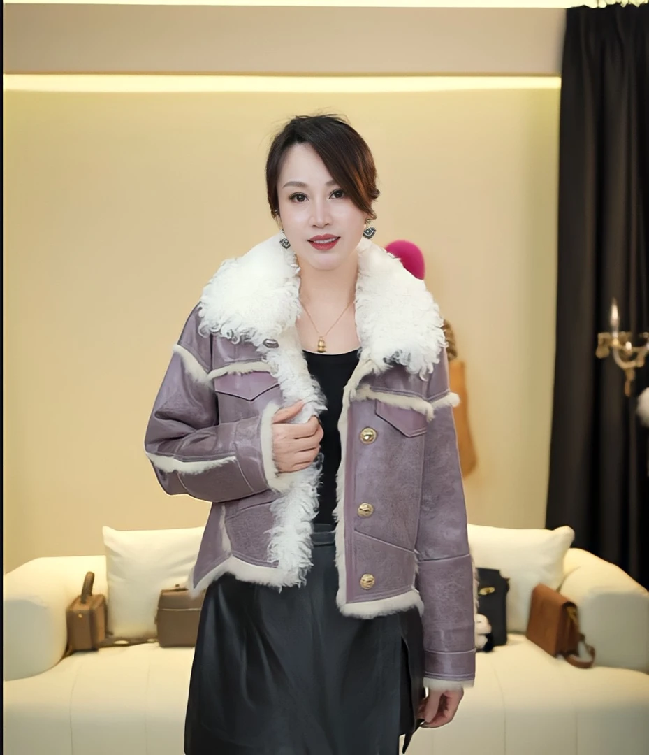 【YIXIAN-】 香芋紫一体时尚轻奢外套508