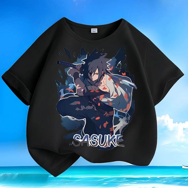 新款火影忍者纯棉舒适夏季男女小中儿童百搭圆领上衣宽松休闲短袖