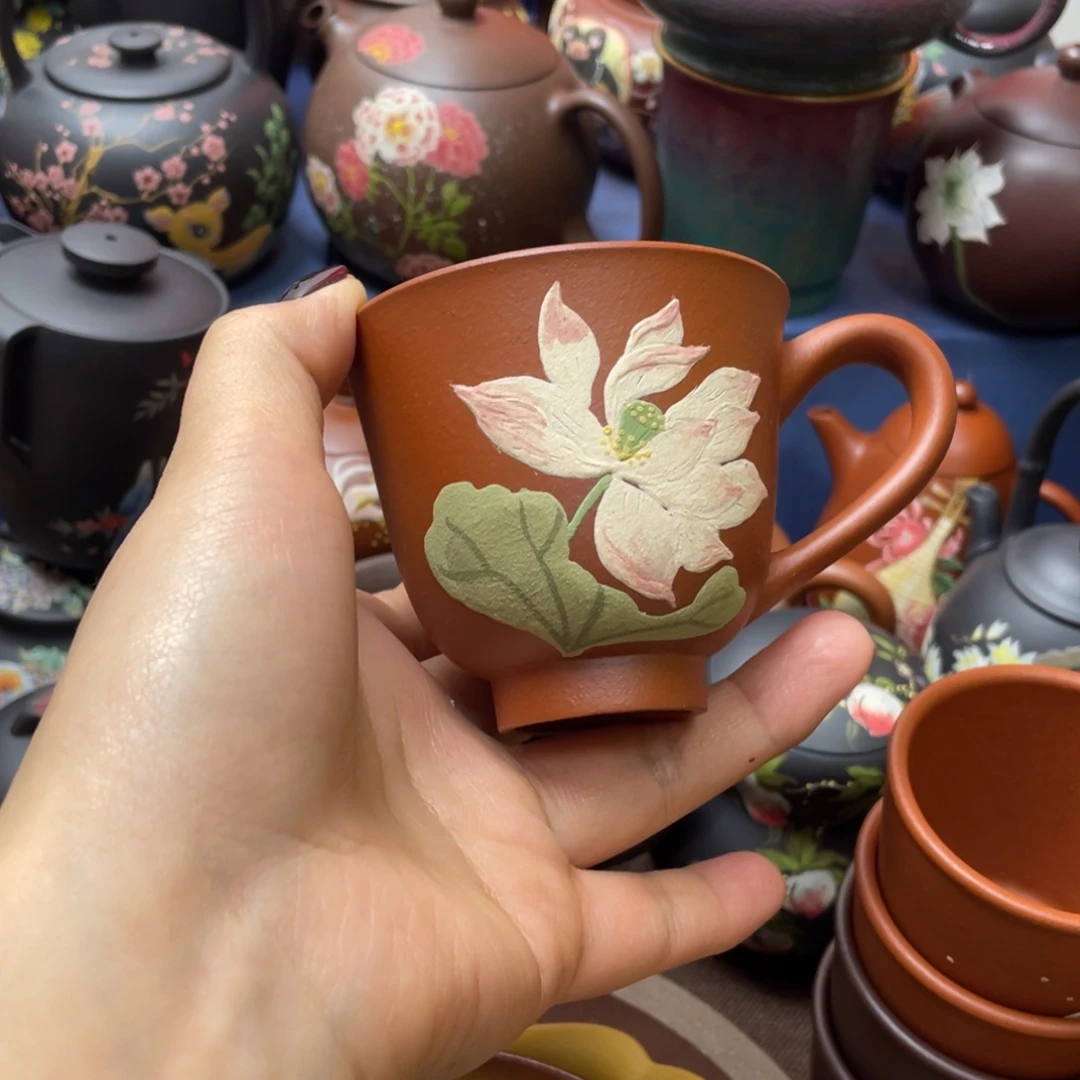 红泥茶杯紫砂主人杯120c