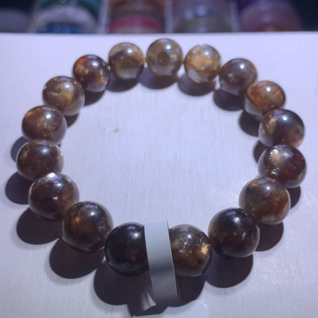 银S925镶嵌手串水晶黑金祖母12.2m