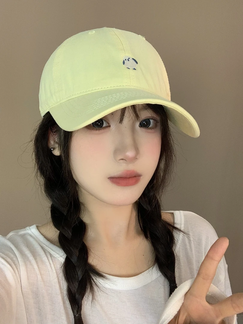韩版可爱卡通萌小鸡刺绣棒球帽女宽檐简约休闲帽子防晒遮阳帽女士