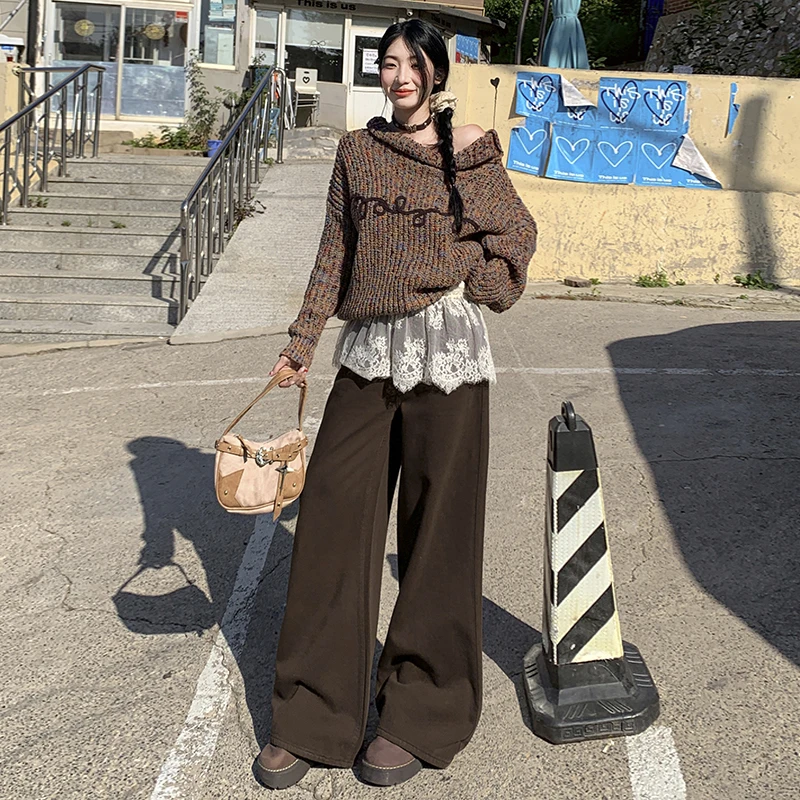爆款美拉德穿搭阔腿牛仔裤女2025新款高腰显瘦宽松垂感直筒通勤裤