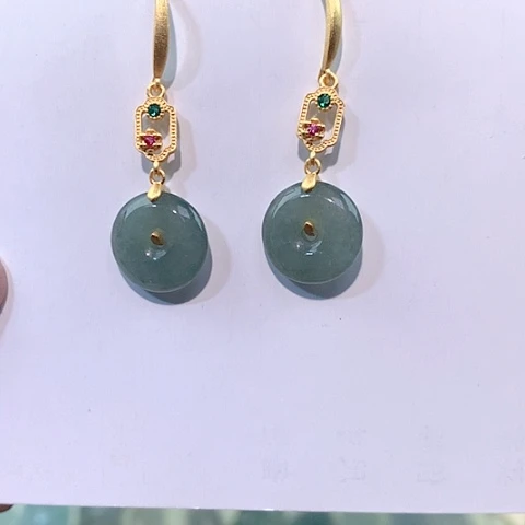 颈饰银S925镶嵌翡翠平安扣