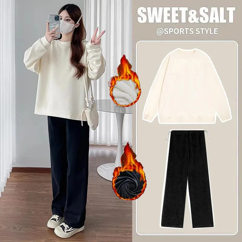 孕妇冬装套装韩版上衣卫衣绒衫时尚外穿一整套大码女装秋冬孕妇装