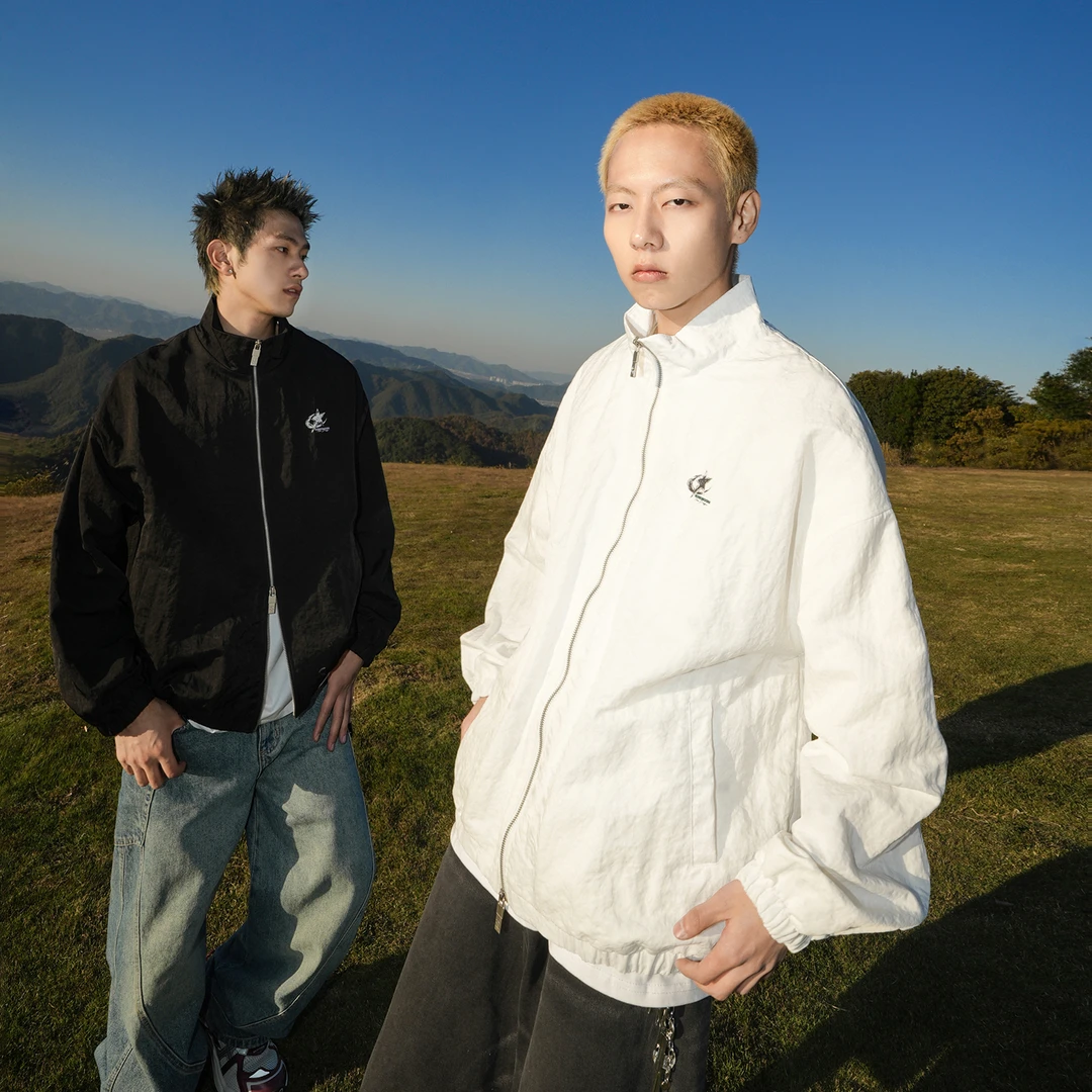 清仓春款男立领夹克175g双头拉链印花休闲百搭潮流外套户外