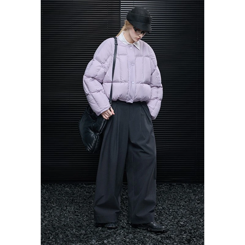moment紫色宽松短款加厚羽绒服外套女2025冬季新款流行爆款巨好看