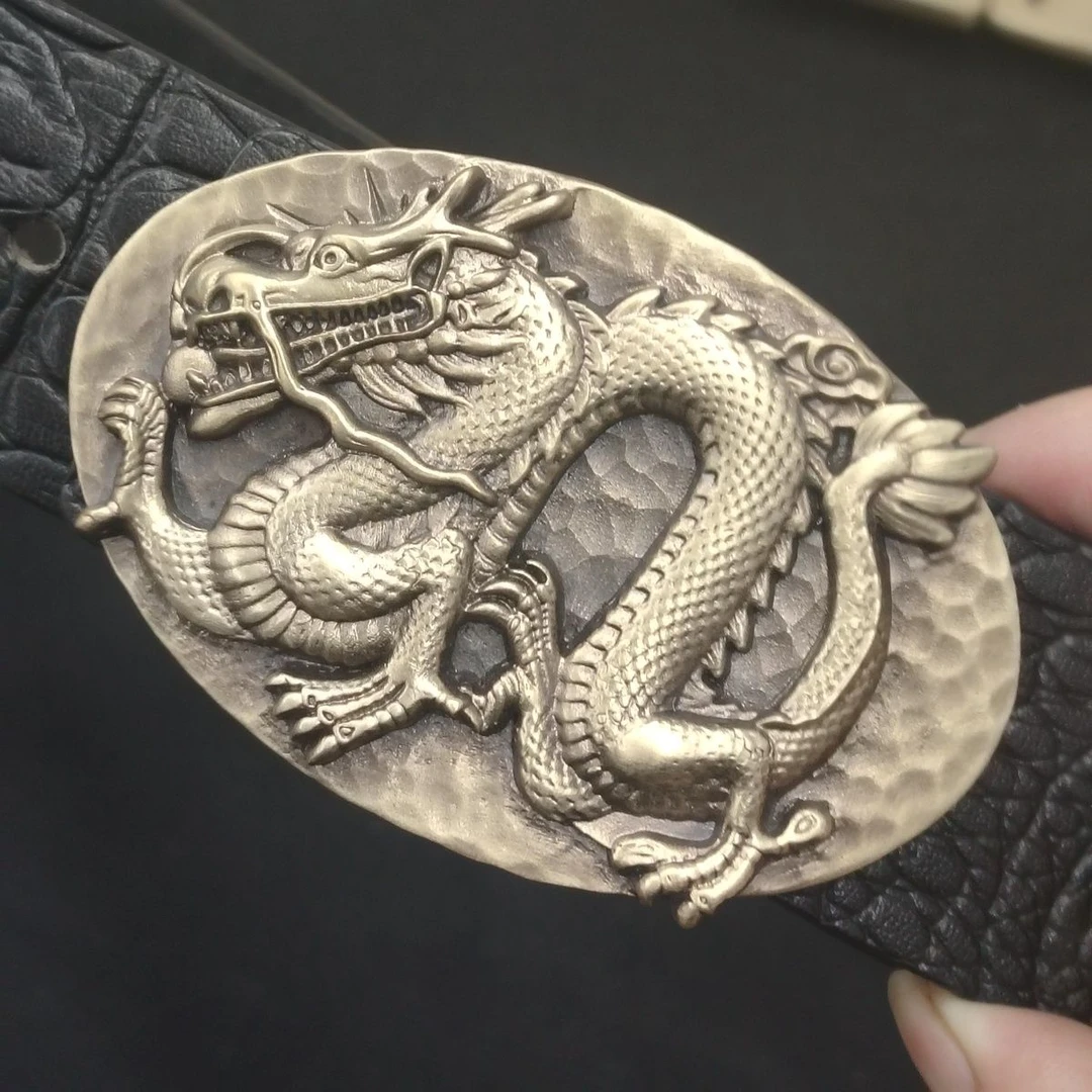 纯铜皮带扣头中国龙平滑扣板扣卡扣加大皮带头腰带扣配件裤带扣头