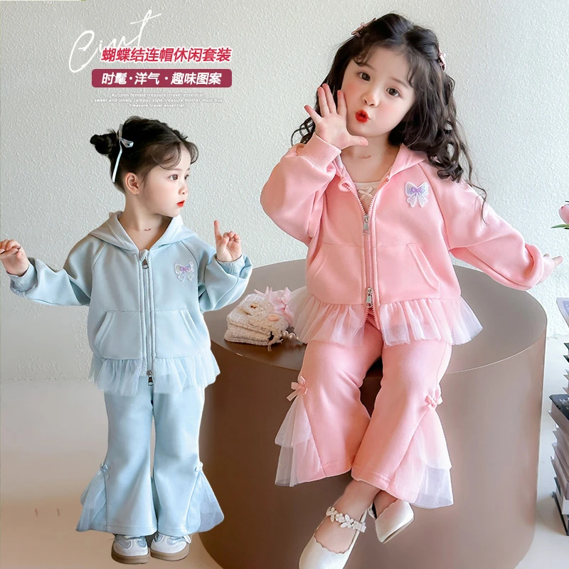 女童公主套装2025新款儿童春秋装韩版洋气潮小女孩春季网纱两件套