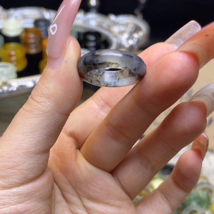 蛇纹石玉合金戒指47-18.1