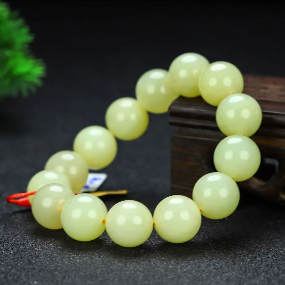 和田玉新疆黄口男士简约百搭时尚大气高端收藏级单圈玉手串