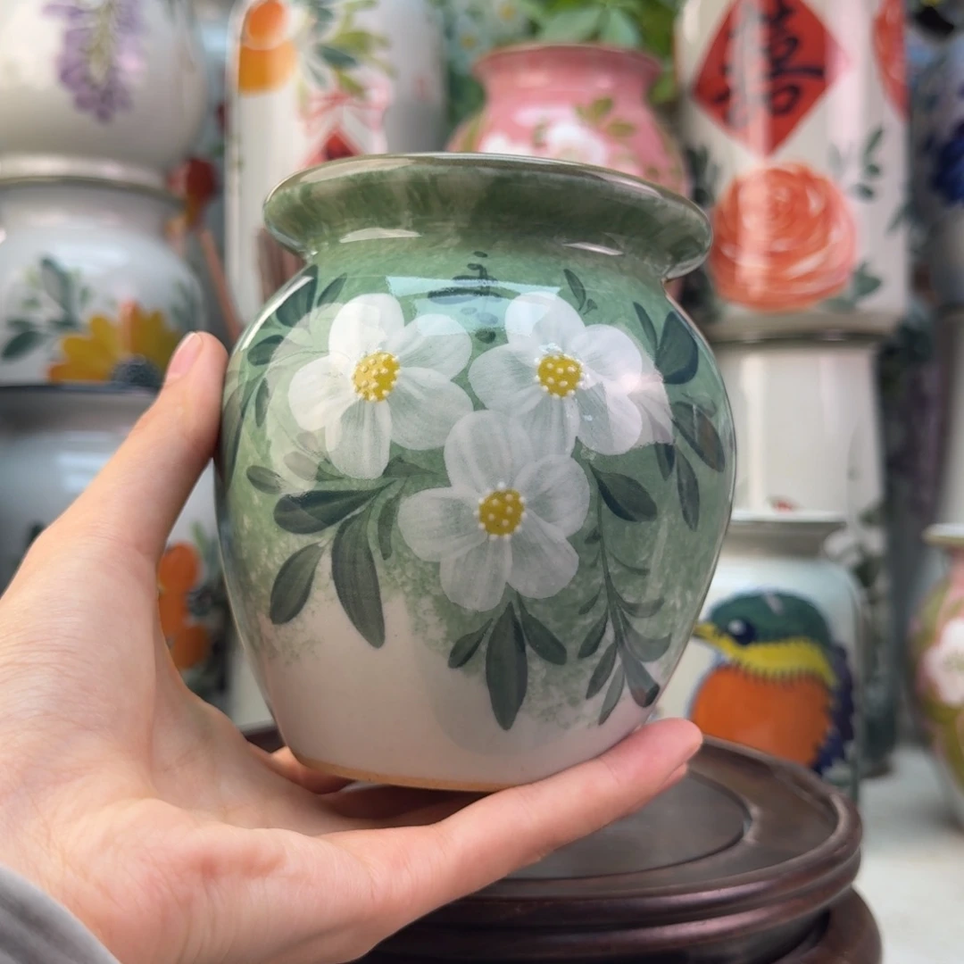 景德镇陶瓷手绘花瓶无孔