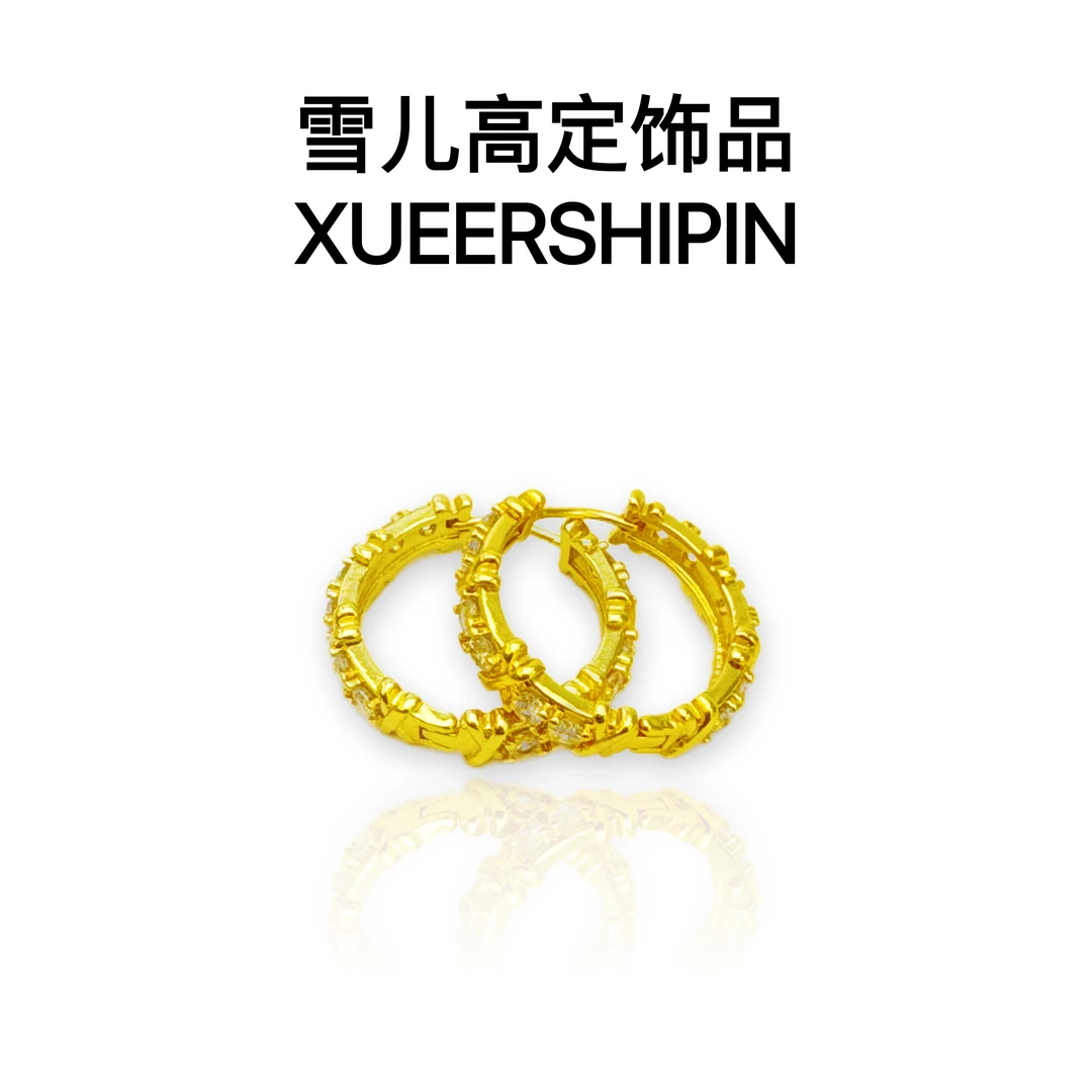 耳饰 雪儿高定饰品 点钻X宽耳环女耳饰精工百搭不掉色首饰