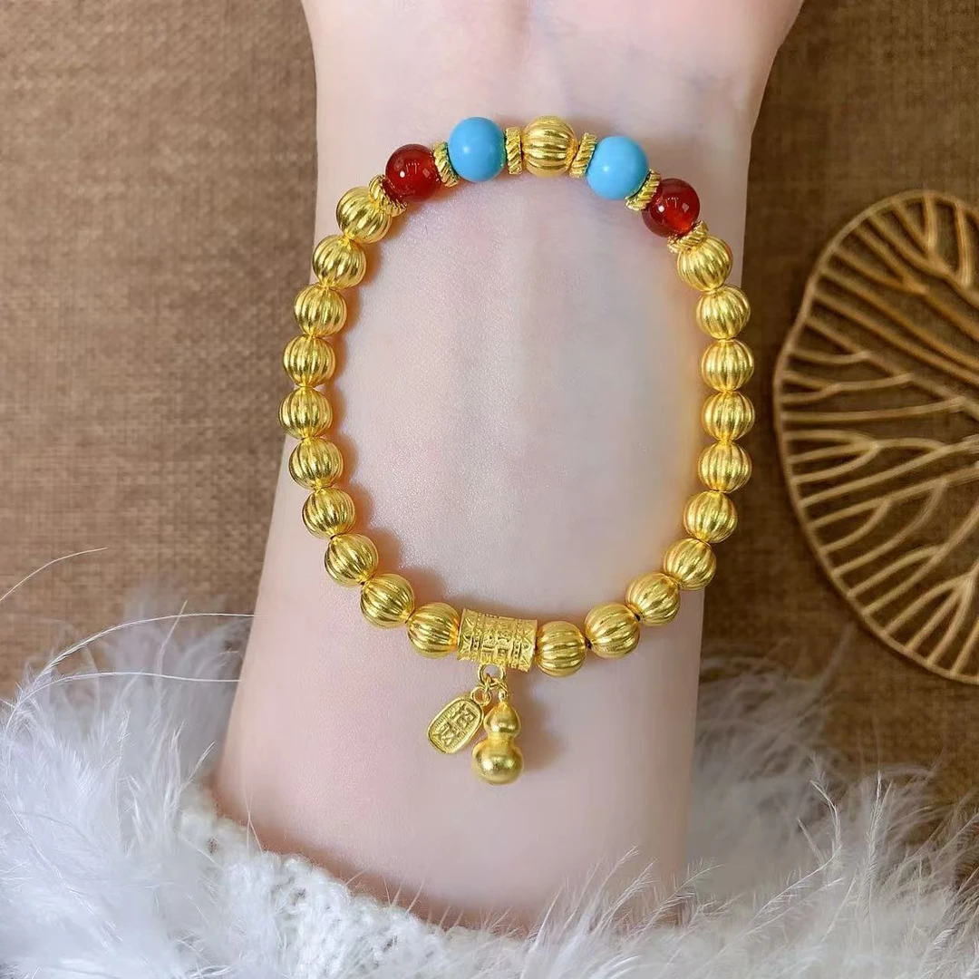 【伟新源】足金999 古法工艺 纳福南瓜珠手串15.31克 （附加40）