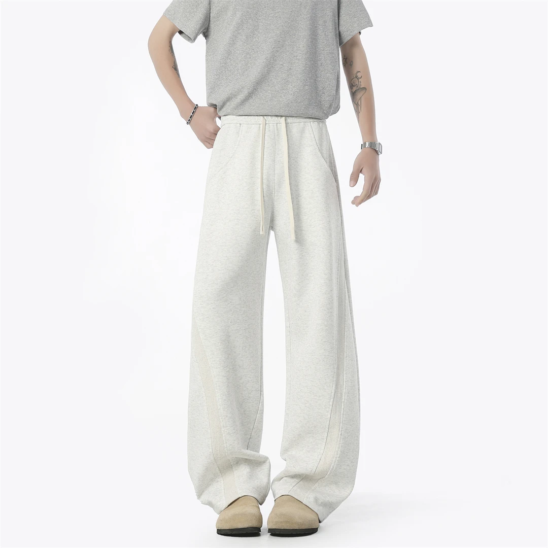 美式复古拼接弯刀卫裤男款秋季设计感小众裤子宽松直筒垂感阔腿裤