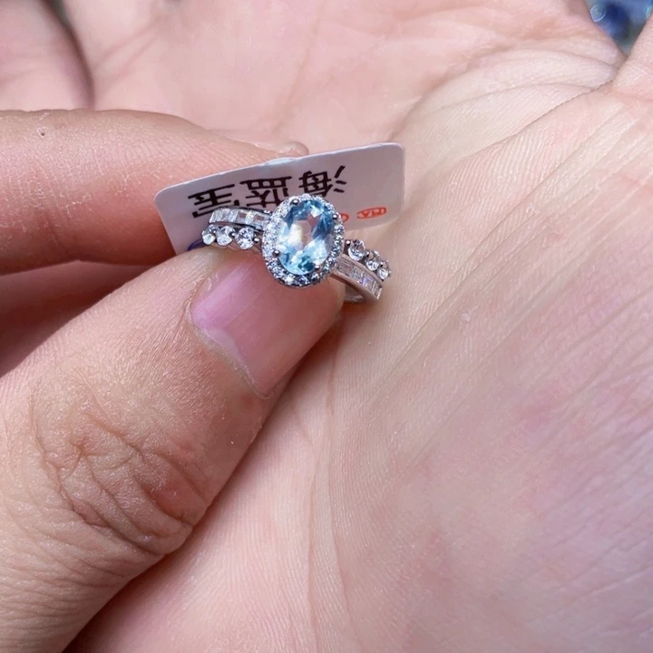 海蓝宝石戒圈银S925镶嵌………….
