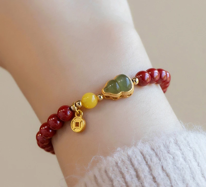 合金手链 ELYSIUM 轻奢时尚气质百搭新年款红珠手串（5003）