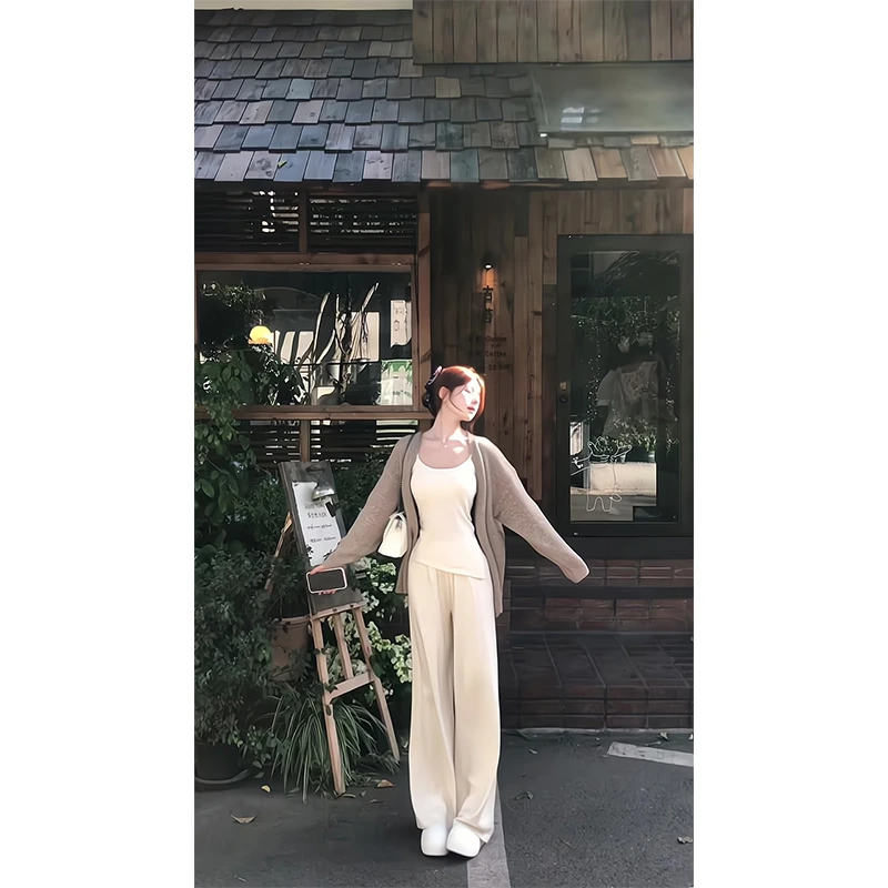 2025新款女士早春季韩系慵懒风宽松百搭长袖外套上衣高腰休闲裤