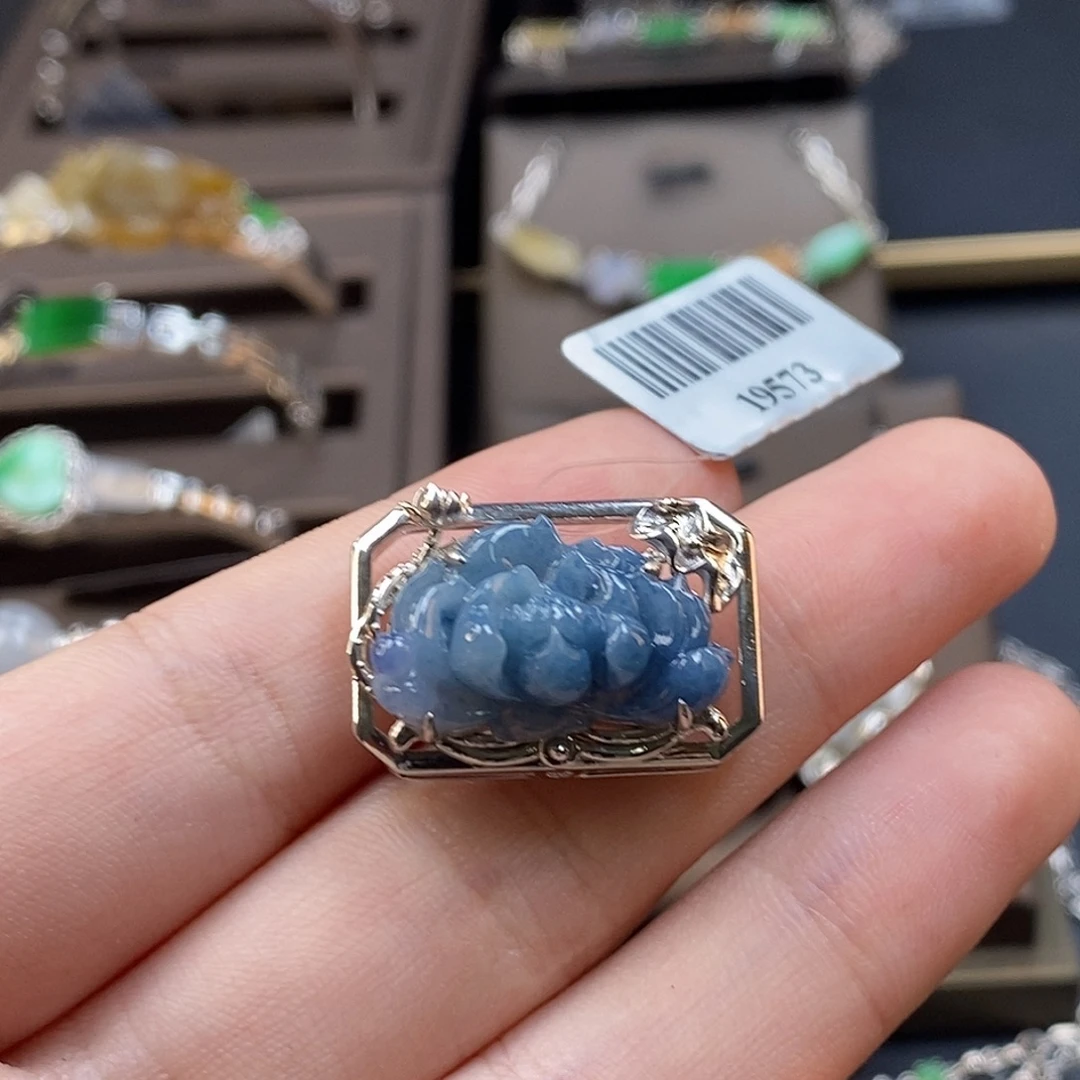 翡翠银S925镶嵌颈饰19573