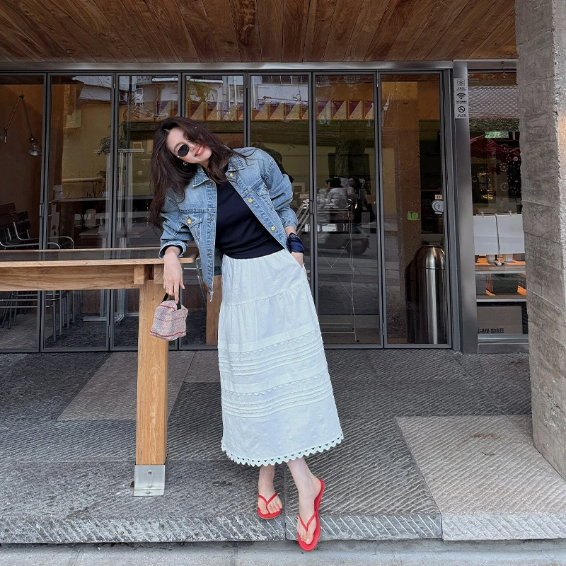 【ALONE SAVOR】 海岛之约 Chic风初夏柔软飘逸肌理感半裙X086