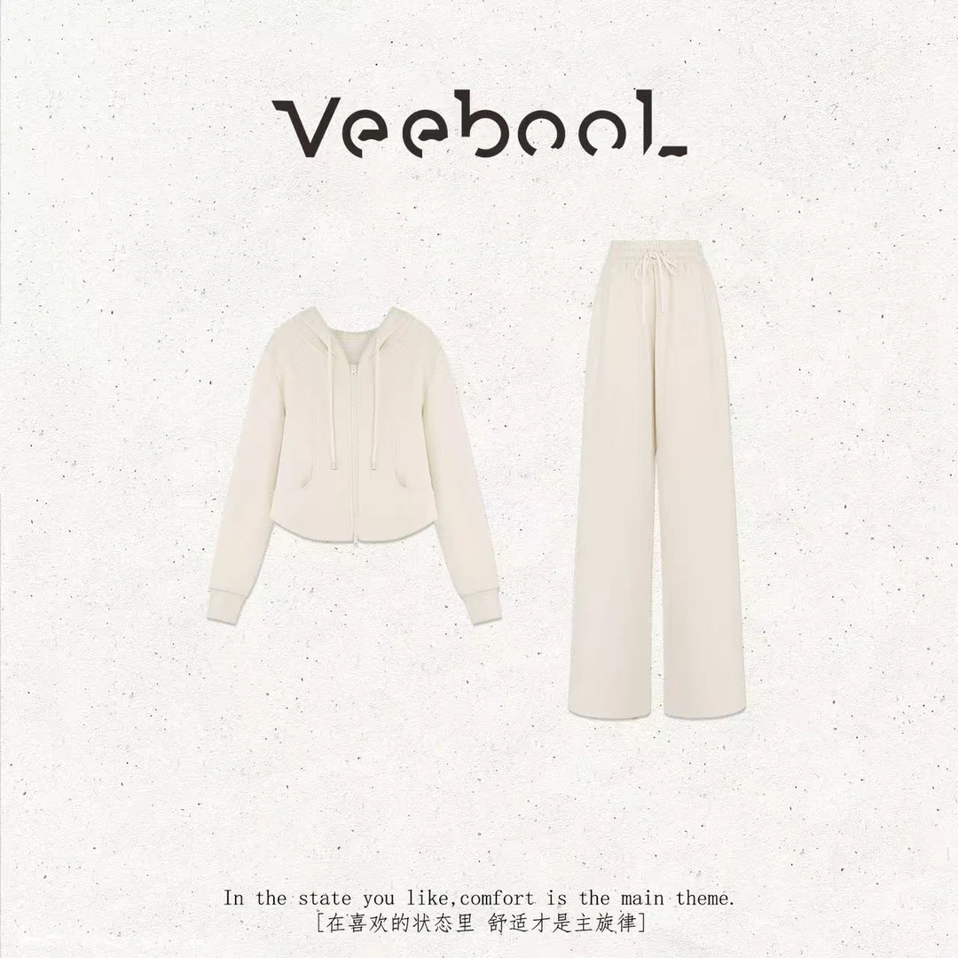 薇宝儿Veebool【芙蕾少女】冬季甜美风保暖时尚外套阔腿裤千金套装