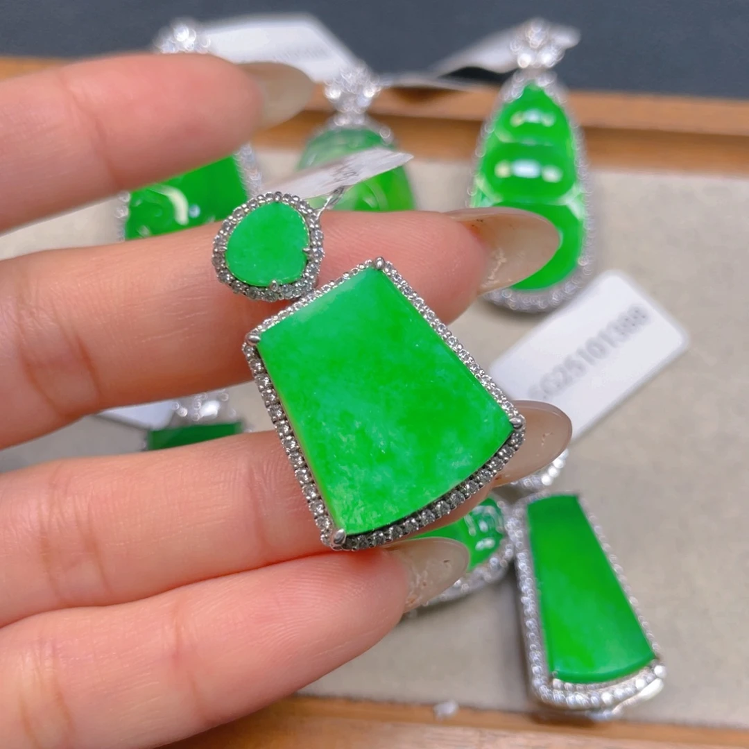 翡翠银S925镶嵌挂件