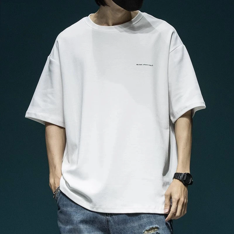 ZZ-9113潮流男士T恤夏季薄款简约百搭圆领宽松男款短袖