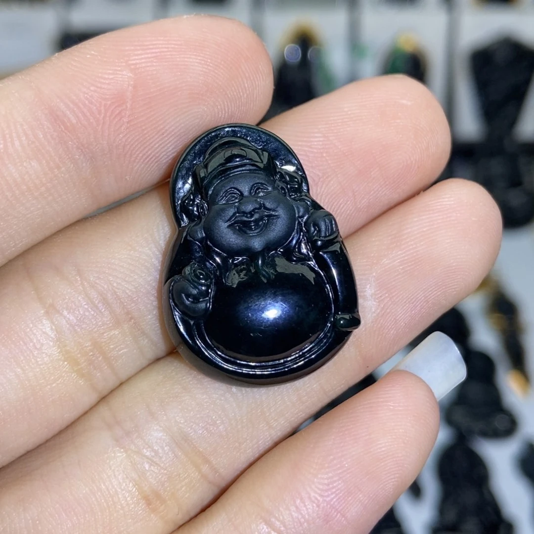 颈饰未镶嵌翡翠缅甸A货墨翠财神