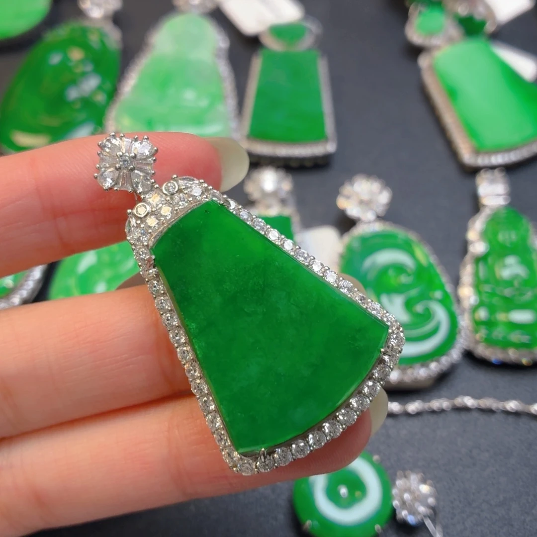 翡翠银S925镶嵌吊坠(不含链)