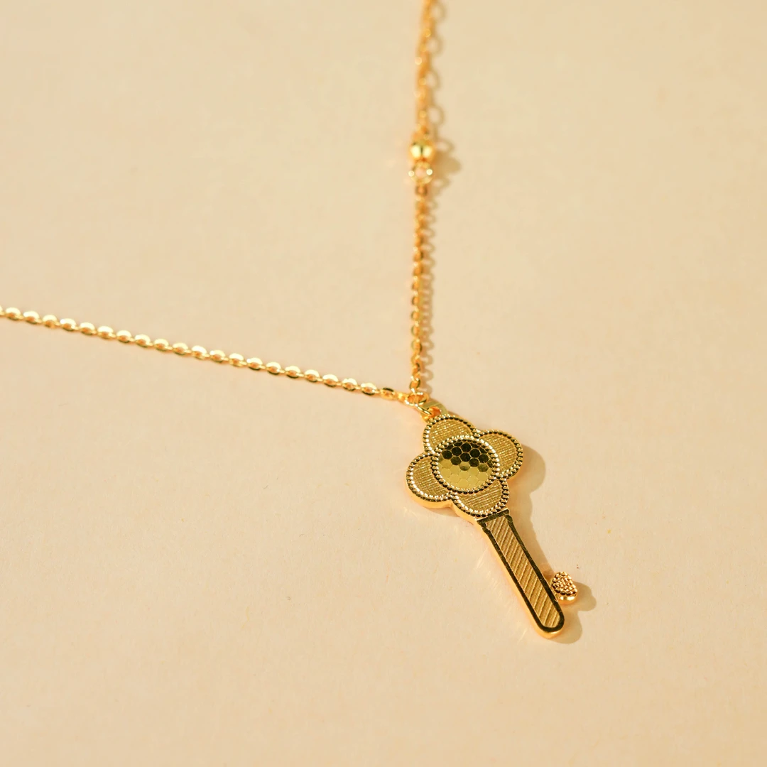 吊坠足银 【套链太阳花钥匙】足银 金色太阳花钥匙