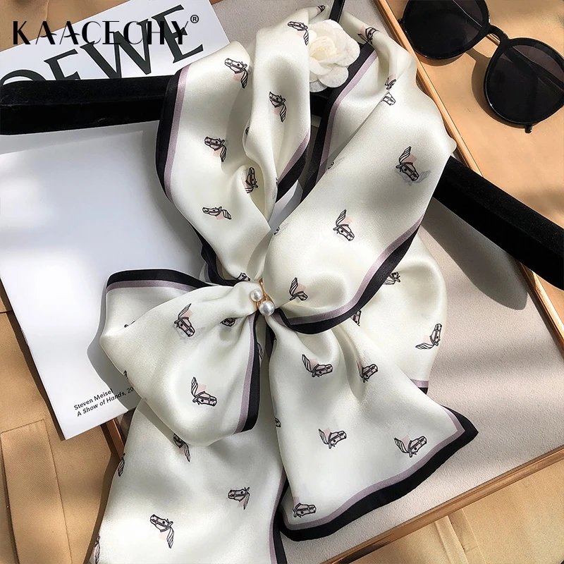 KAACECHY高档真丝丝巾女洋气时尚百搭领巾双层双面薄款桑蚕丝围巾