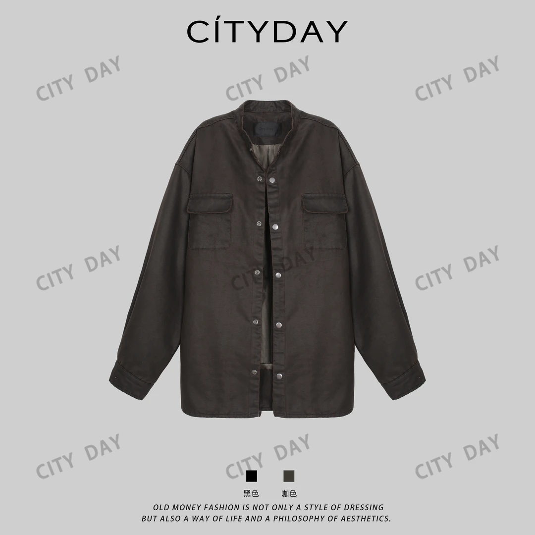 CityDay【楠哥】双口袋复古机能百搭宽松休闲衬衫外套 990023
