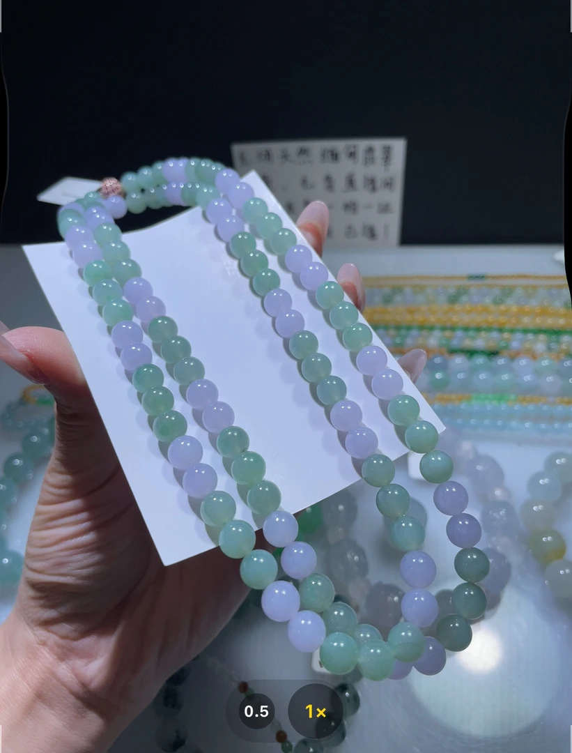 定制未镶嵌翡翠A货 卡7.4冰胶马卡龙长链