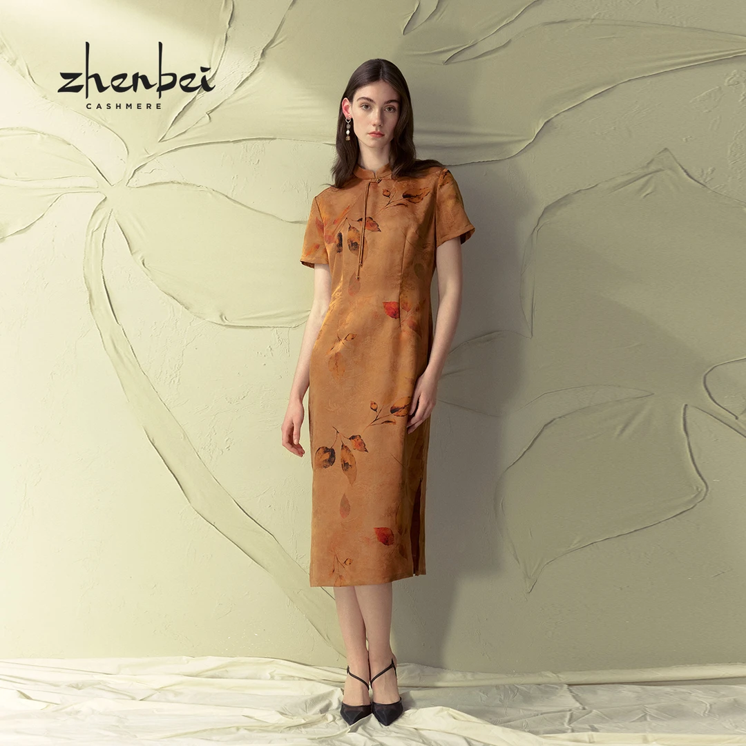 ZB/珍贝夏季新品香云纱气质中国风连衣裙/H104023-1