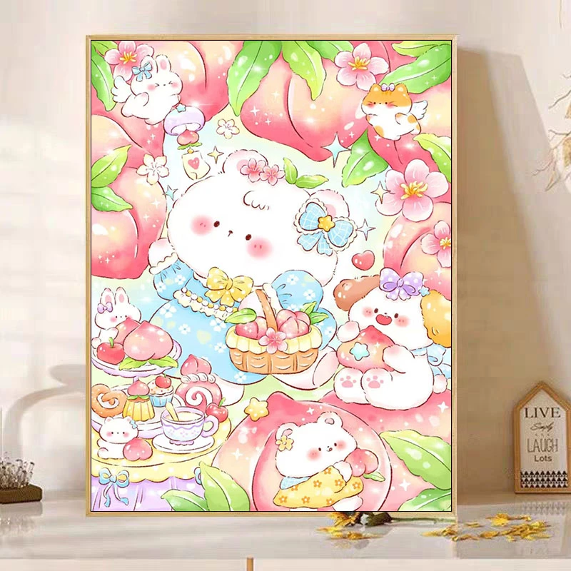 【小白定制】蜜桃熊2025新款十字绣大格53色60*80cm【裸包无针】